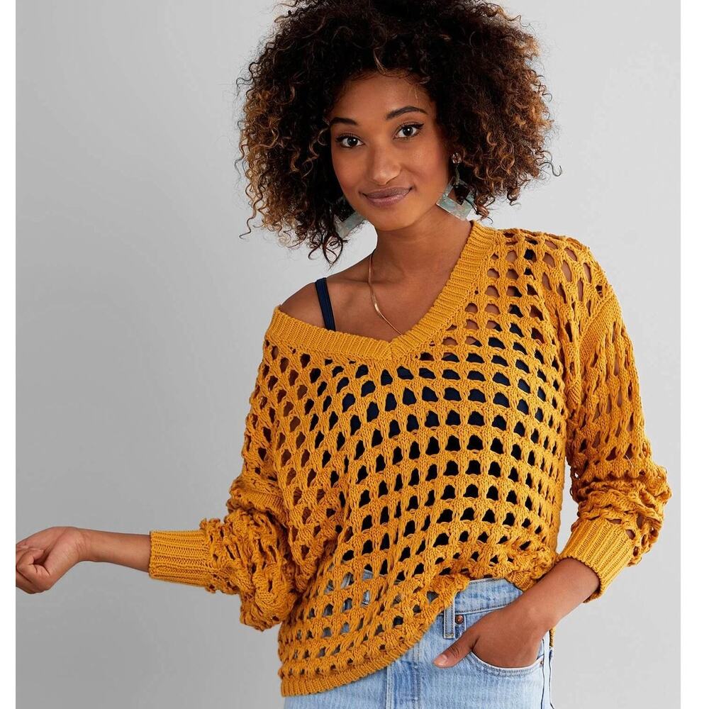 Daytrip V-neck Open Weave Swearer Women’s Medium Buckle 100% Cotton Twee